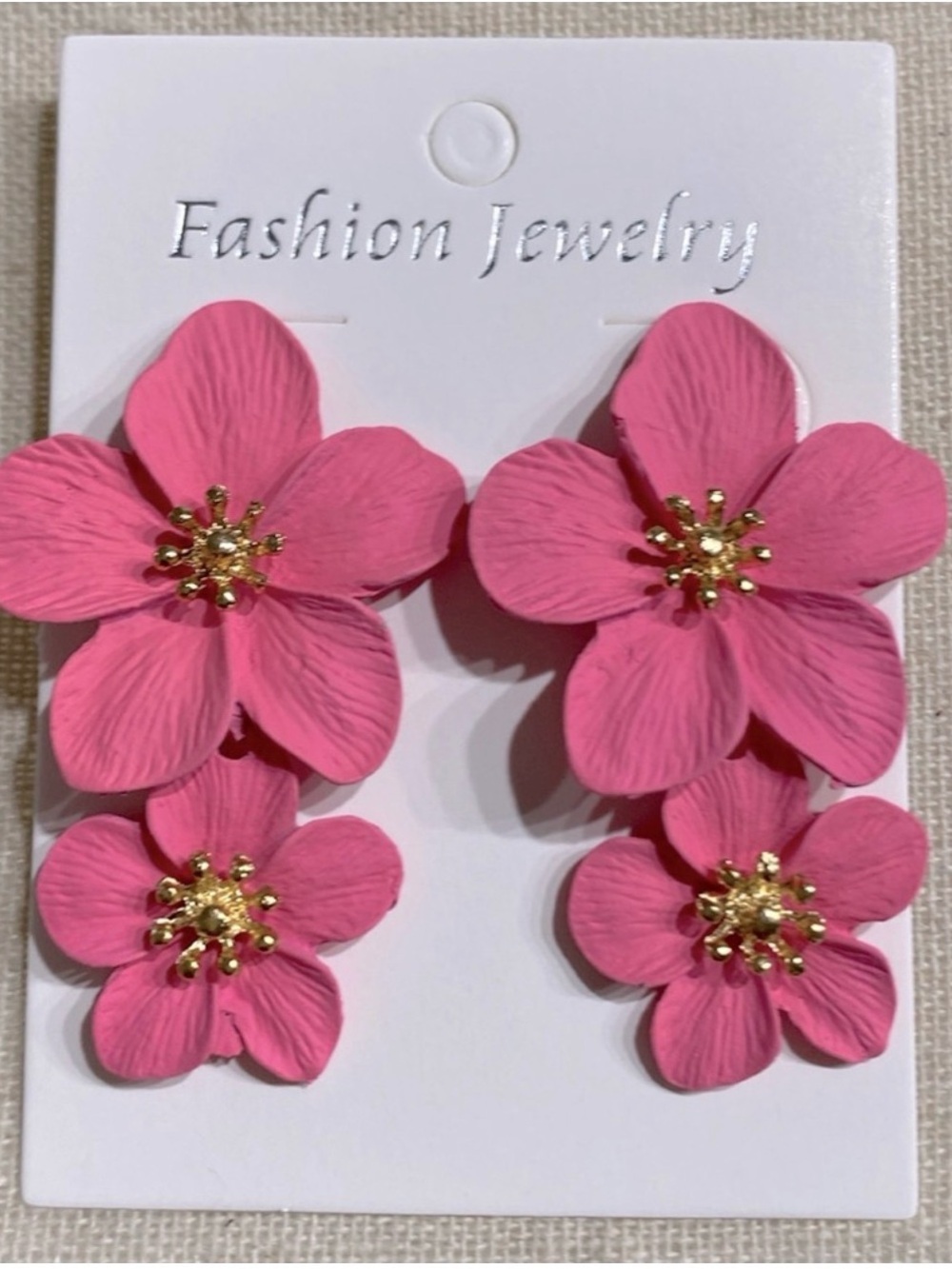 NEW Fashion Jewelry Pink Floral Drop Earrings